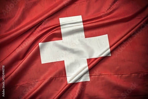 Foto flag of switzerland on a red backgorund