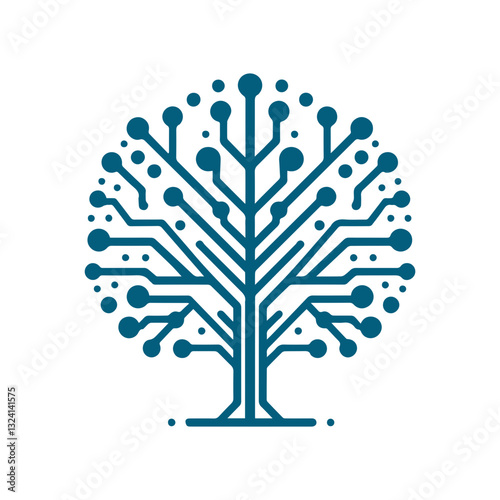abstract Circuit Board Tree. for education learning and technology business company logo.