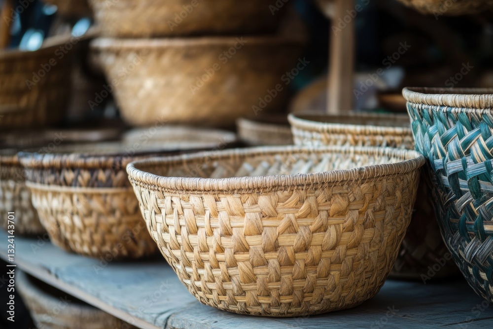 Natural Fiber Baskets in a Market Setting Natural Fiber Baskets in a Market Setting
