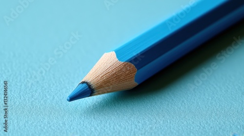 A slender blue pencil rested poised on a smooth turquoise background, its tip poised to capture a fleeting thought on paper.