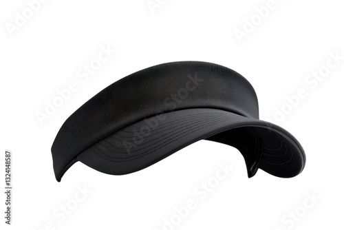 Sleek black visor with a unique texture showcased in a minimalist setting isolated on transparent background
