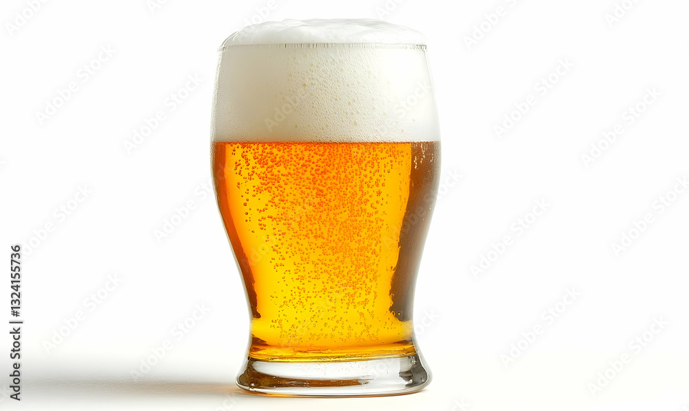 Glass Of Light Amber Beer With Frothy Head Glass Of Light Amber Beer With Frothy Head