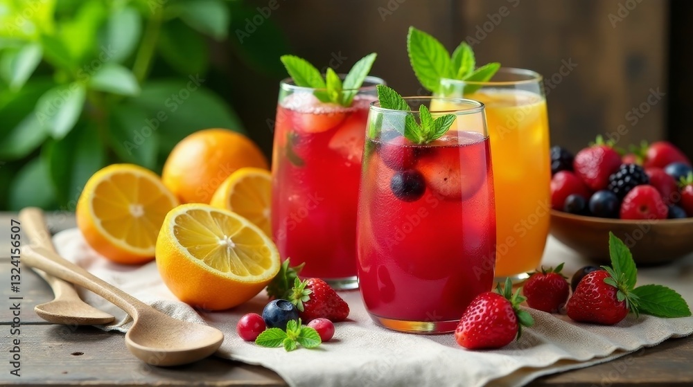 Refreshing Summer Fruit Drinks with Citrus and Berries Refreshing Summer Fruit Drinks with Citrus and Berries