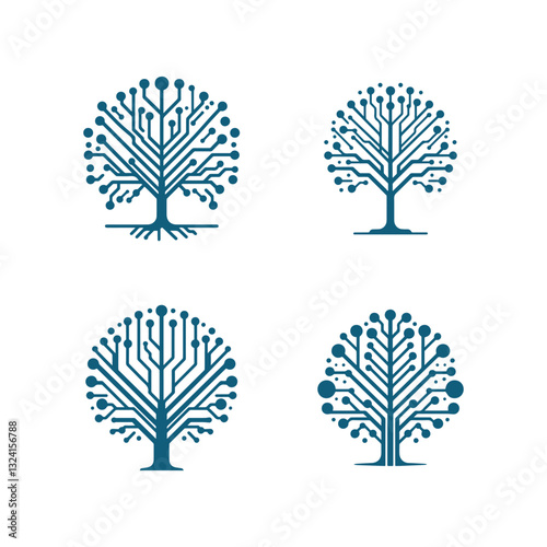 abstract cuit Board Tree tech. for education learning and technology business company logo.