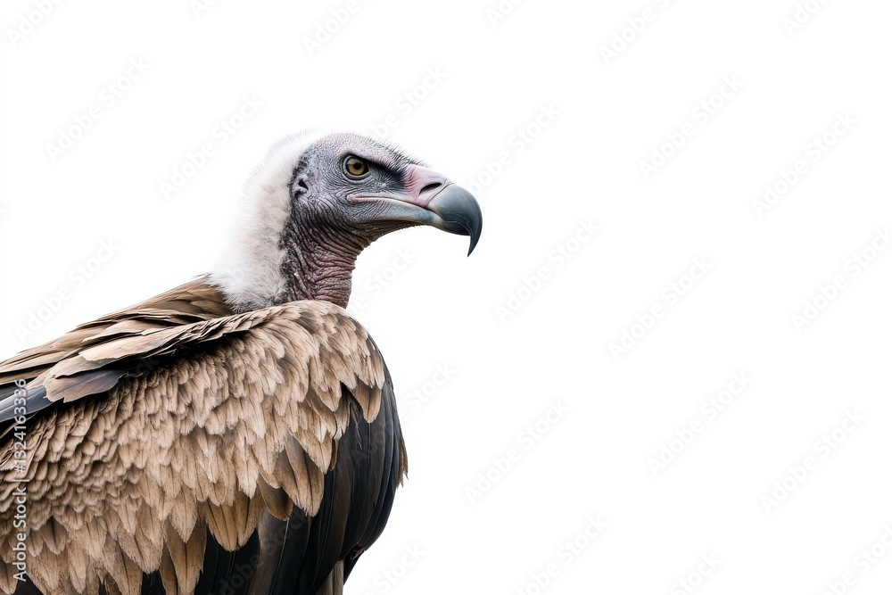 Majestic vulture perched gracefully against a bright white backdrop in natural splendor isolated on transparent background Majestic vulture perched gracefully against a bright white backdrop in natural splendor isolated on transparent background