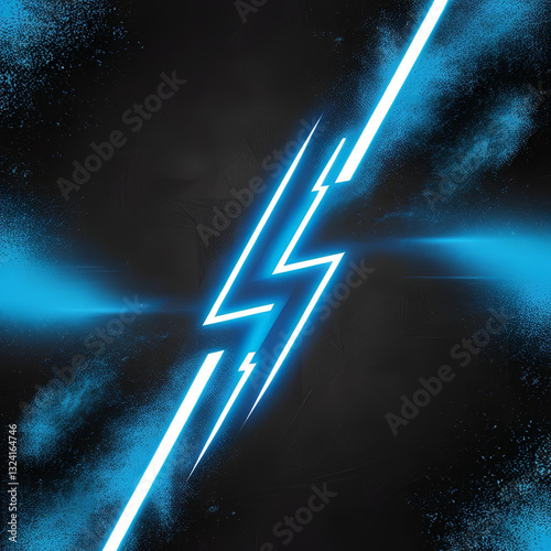 Glowing blue abstract shape, dark grainy black blue background, noise texture futuristic dynamic poster header cover wallpaper banner backdrop design arrow and point, square 