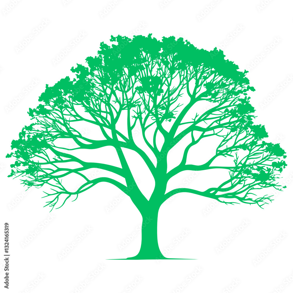 Obraz premium Green tree silhouette vector illustration.