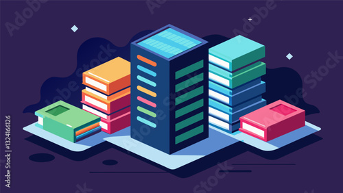 It was said that the Petabyte Data Center could house the equivalent of a trillion books in its vast digital library.. Vector illustration