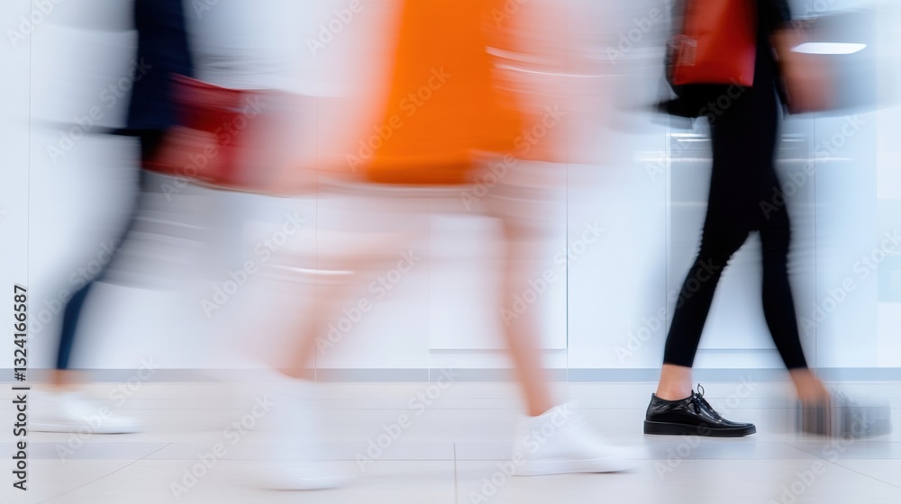 Fototapeta premium Dynamic Corporate Wellness Minimalist Motion Blur Workplace Evolution - Agile Millennial Professionals Navigating Modern Professional Landscapes with Mindful Momentum