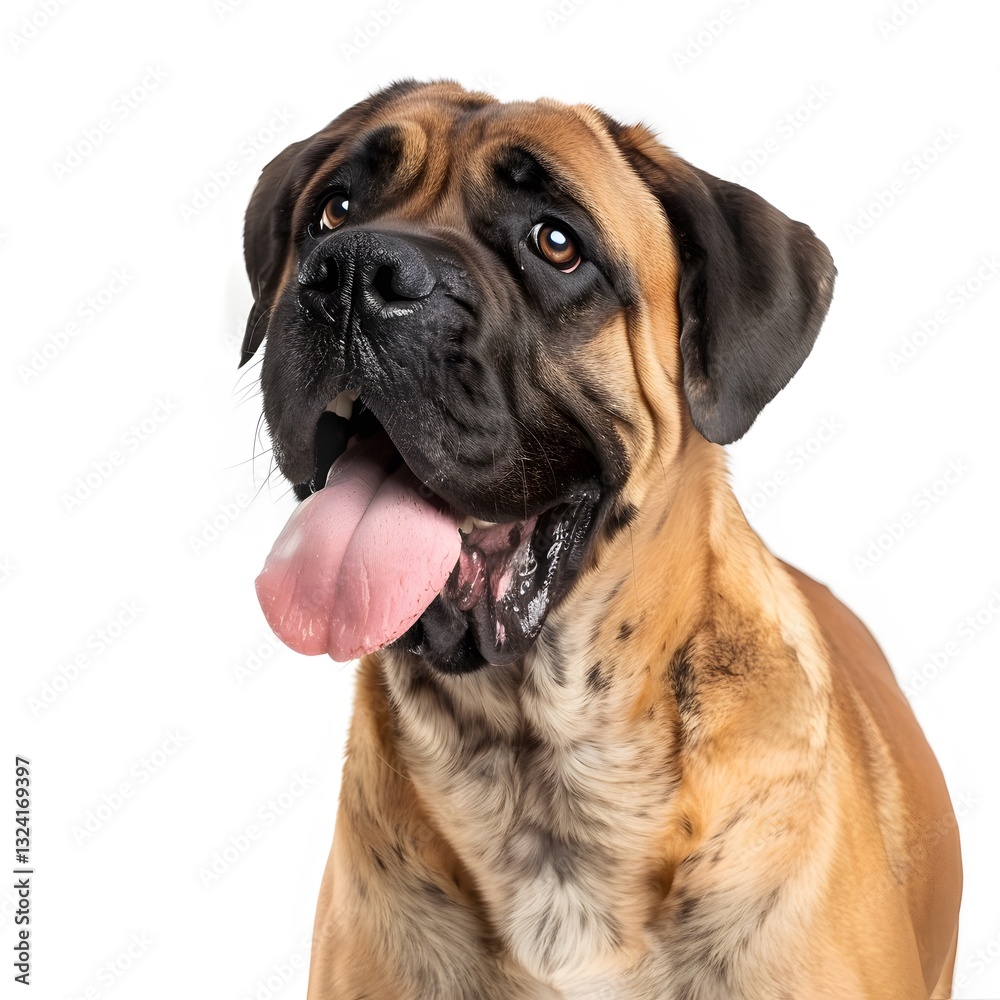 Friendly Dog with Dark Fur and Cute Expression on White Background Friendly Dog with Dark Fur and Cute Expression on White Background