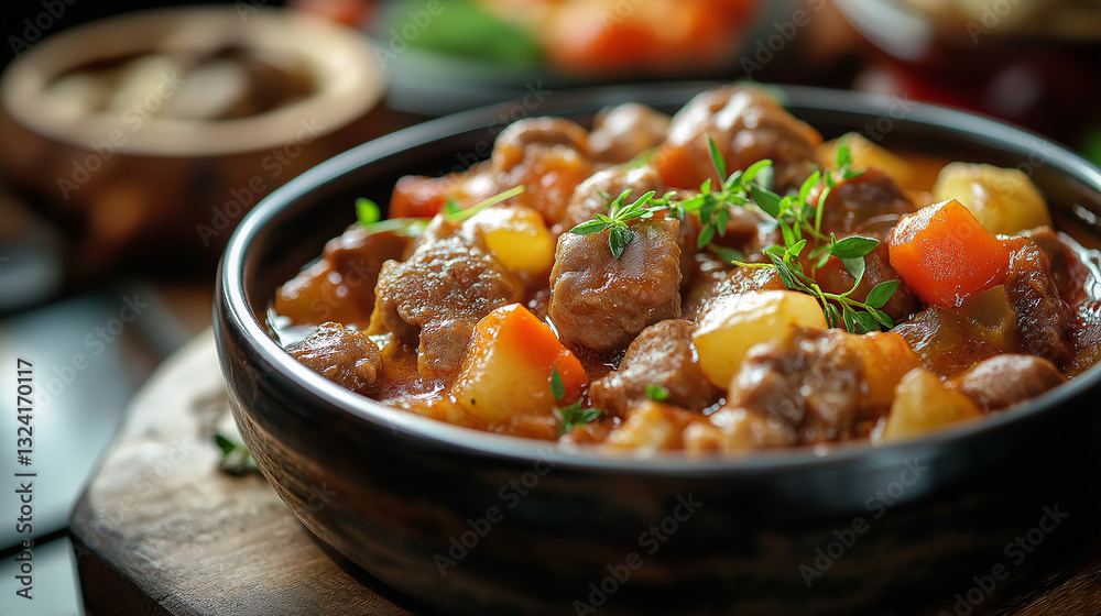 肉料理の芸術:写真で魅せる冬の食べ物・煮込み料理、ビーフシチュー _牛肉のブラウンシチュー 肉料理の芸術:写真で魅せる冬の食べ物・煮込み料理、ビーフシチュー _牛肉のブラウンシチュー