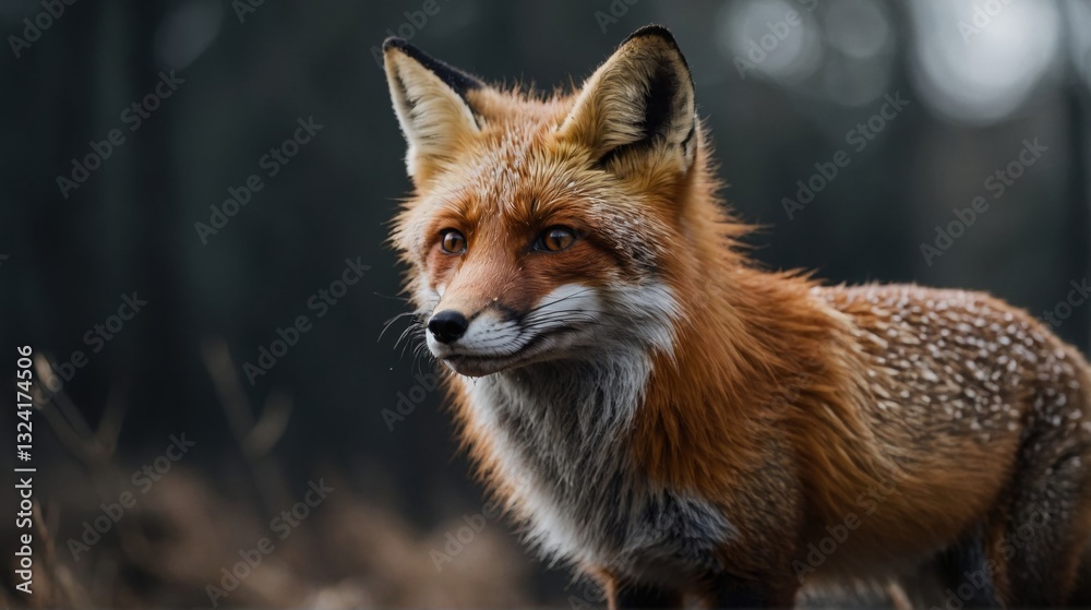 Naklejka premium Graceful Fox Among the Leaves