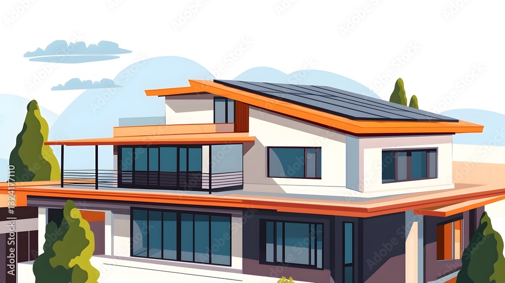 Professional Modern House Roofing System Materials Flat Vector Illustration Professional Modern House Roofing System Materials Flat Vector Illustration