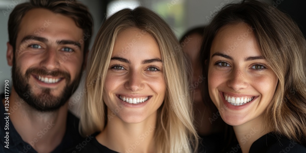 Group portrait of smiling caucasian young adults Group portrait of smiling caucasian young adults