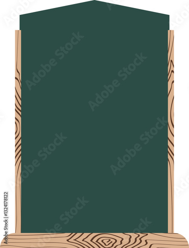 Illustration of a standing wood signage holder with blank copy space. Empty wooden table menu stand for your design. 