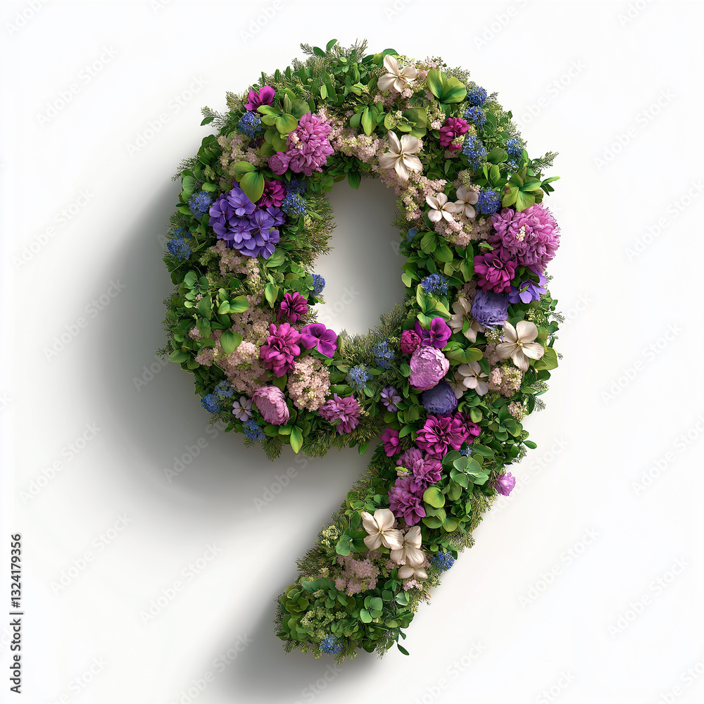 Flowers and grass elements form Arabic numerals 1234567890 one two three four five six seven eight nine ten eleven twelve Flowers and grass elements form Arabic numerals 1234567890 one two three four five six seven eight nine ten eleven twelve