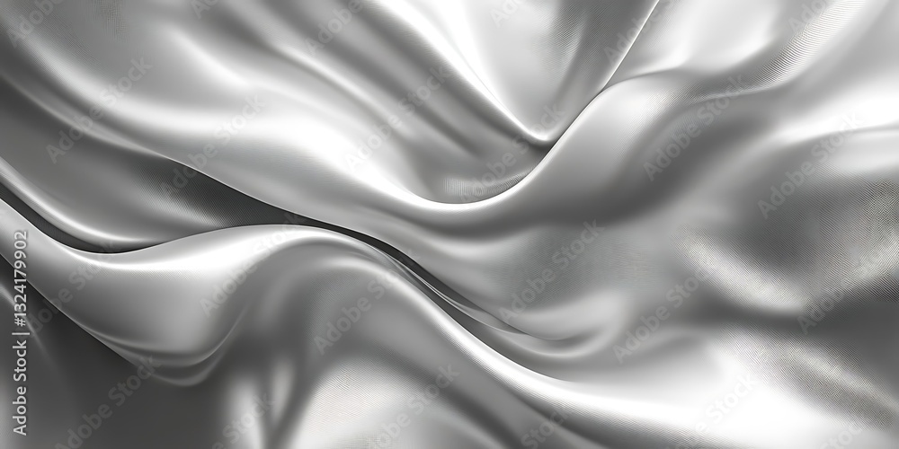 Fototapeta premium Silver fabric, draped folds, abstract texture