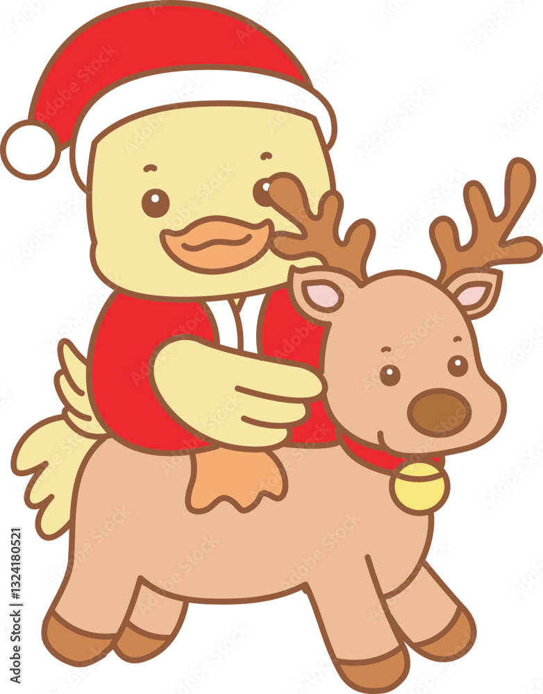Cute Duck christmas vector icon. Funny baby Duck animal series christmas illustration. Cute Duck christmas vector icon. Funny baby Duck animal series christmas illustration.