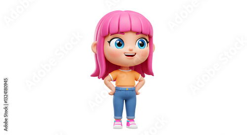 Adorable 3D Render of a Happy Girl