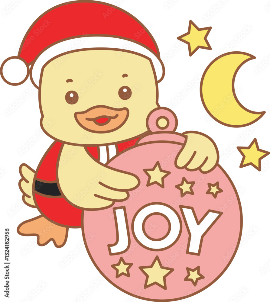 Cute Duck christmas vector icon. Funny baby Duck animal series christmas illustration. Cute Duck christmas vector icon. Funny baby Duck animal series christmas illustration.