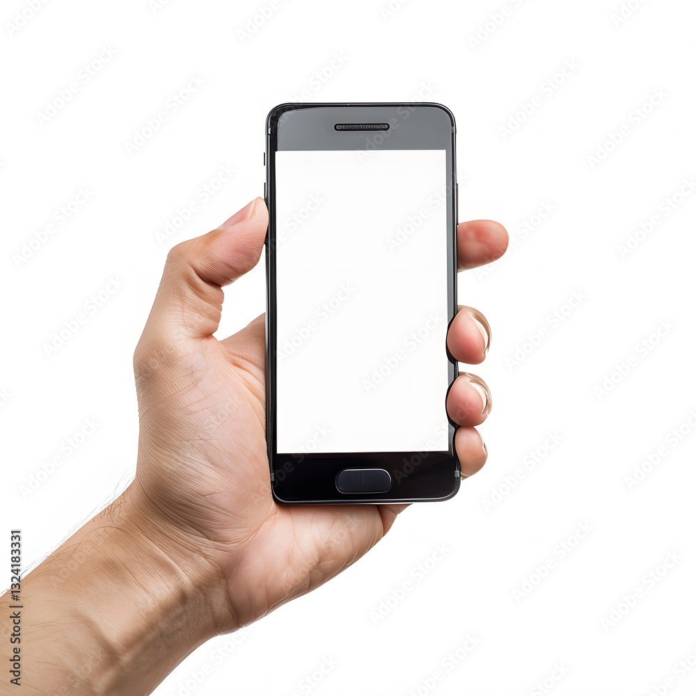 Hand Holding Smartphone with Blank Screen for Custom Design Hand Holding Smartphone with Blank Screen for Custom Design