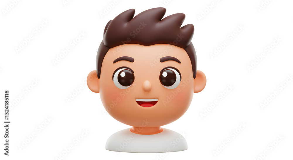 Fototapeta premium Adorable 3D Cartoon Boy, Cheerful Expression, Digital Art