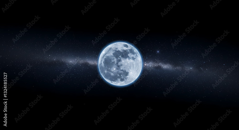 Fototapeta premium Stunning Space Background with Moon & Stars - Lunar Surface, Galaxy, Celestial Night Sky Scene - Cosmic Science Fiction Art, Wallpaper, Digital Design for Phone & Desktop