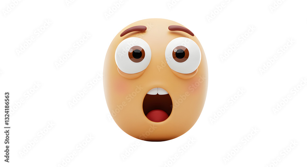 Fototapeta premium Astonished 3D Emoji: A Digital Expression of Surprise