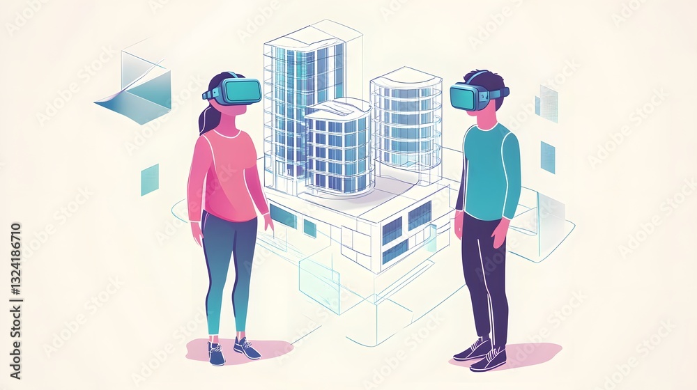 Obraz premium Digital innovation in architectural design: Virtual Reality for building planning and briefing process