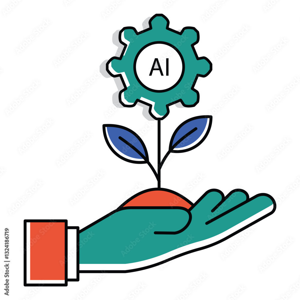 Fototapeta premium Financial Growth Ai Automation Vector Icon design
