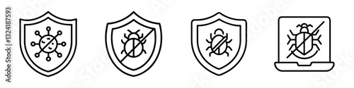 antivirus icon, antivirus line art - simple line art of antivirus, perfect for antivirus logos and icons