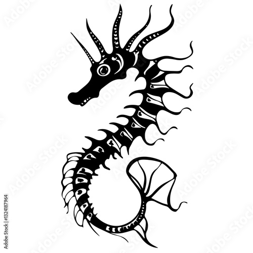 Seadragon Simple Vector Logo – High-Contrast Flat Design Illustration