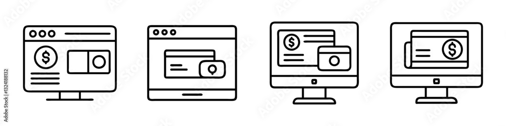online payment icon, online payment line art - simple line art of online payment, perfect for online payment logos and icons online payment icon, online payment line art - simple line art of online payment, perfect for online payment logos and icons