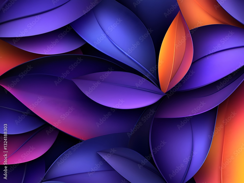 Obraz premium Colorful overlapping stylized leaves forming a vibrant abstract composition
