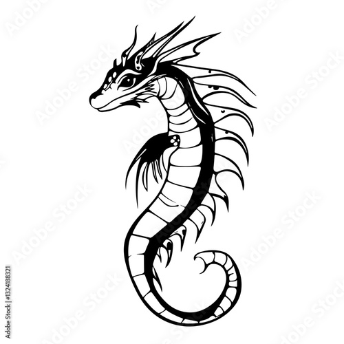 Seadragon Simple Vector Logo – High-Contrast Flat Design Illustration