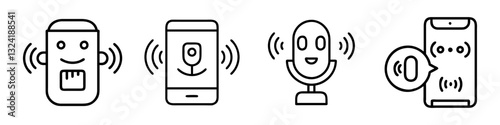 voice assistant icon, voice assistant line art - simple line art of voice assistant, perfect for voice assistant logos and icons