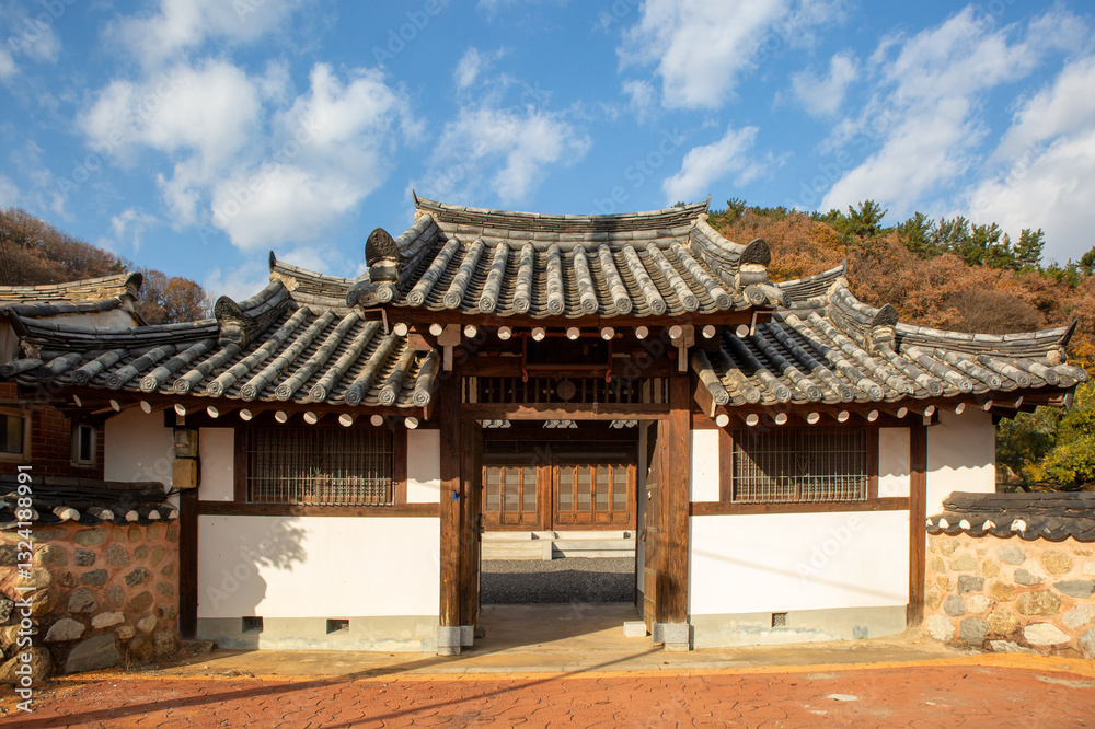 Traditional Korean Architectural Style Hanok Housing Landscape Traditional Korean Architectural Style Hanok Housing Landscape