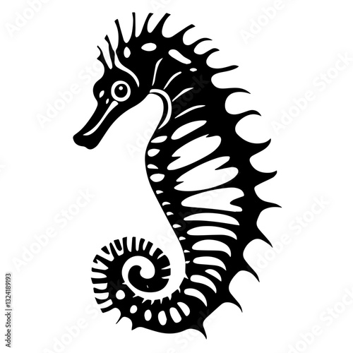 Seadragon Simple Vector Logo – High-Contrast Flat Design Illustration