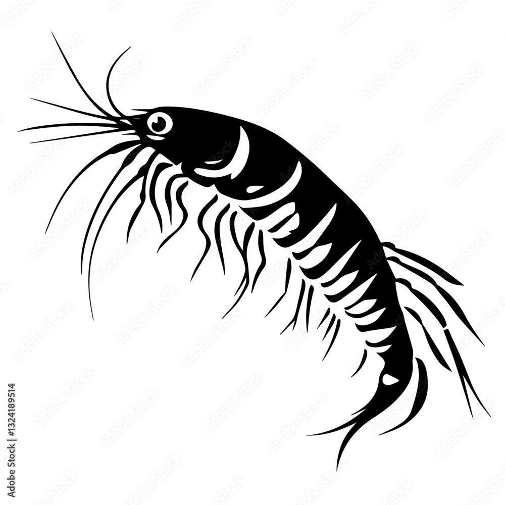 Prawn Simple Vector Logo – High-Contrast Flat Design Illustration Prawn Simple Vector Logo – High-Contrast Flat Design Illustration
