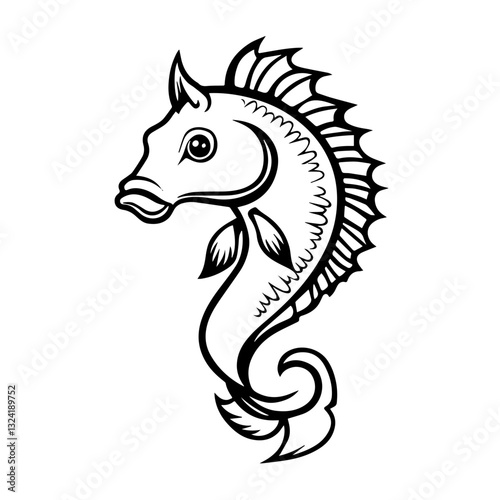 Horsefish Simple Vector Logo – High-Contrast Flat Design Illustration