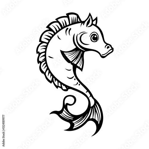 Horsefish Simple Vector Logo – High-Contrast Flat Design Illustration