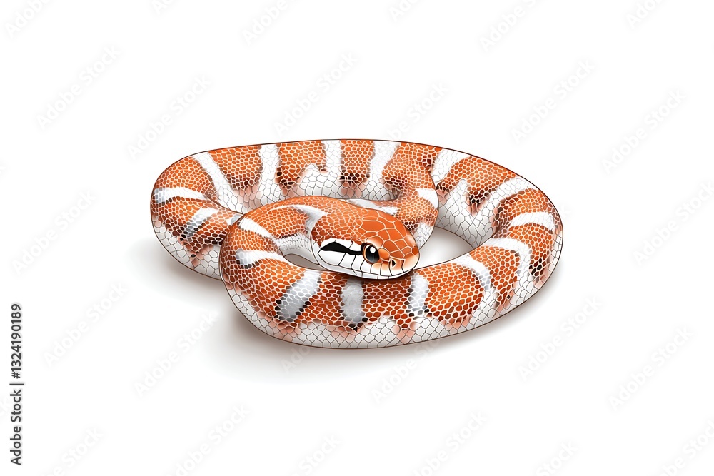 Naklejka premium Coiled Orange Snake for White Background.