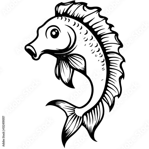 Horsefish Simple Vector Logo – High-Contrast Flat Design Illustration