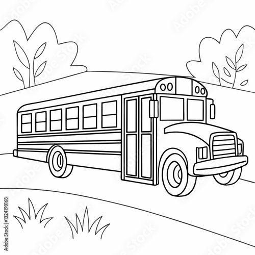 school bus outline for coloring book