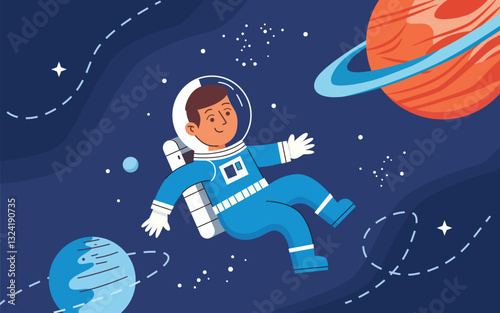 Happy Astronaut Floating in Space