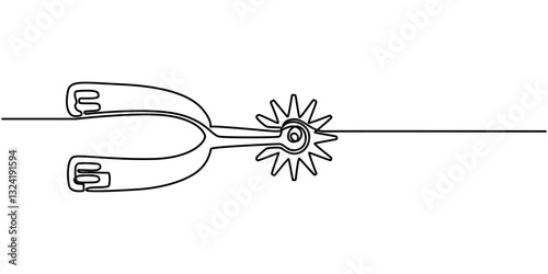 spurs outline continuous one line drawing, Spur Icon, Cowboy Accessory Icon Flat Graphic Design, Spurs vector icon logo design