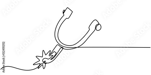 spurs outline continuous one line drawing, Spur Icon, Cowboy Accessory Icon Flat Graphic Design, Spurs vector icon logo design
