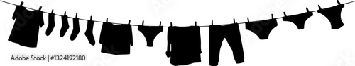 clean clothes drying on a clothesline outside vector isolated
