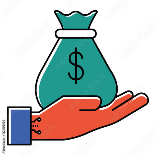 Artificial Intelligence Coin Savings Vector Icon Design