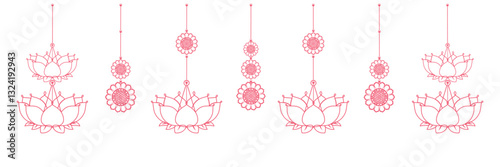 happy vesak day with hanging lotus flower for vector decoration